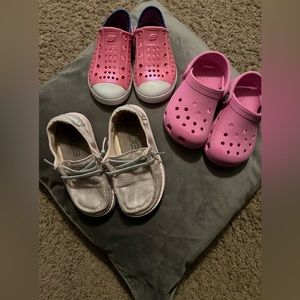 Bundle of 3 Toddler hey dude, sketchers water shoes ,  crocs.